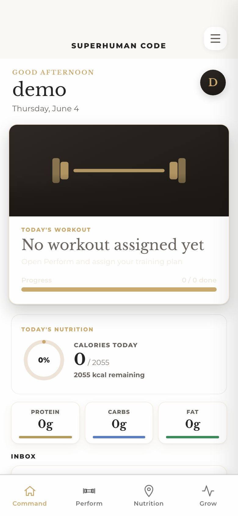 Home dashboard