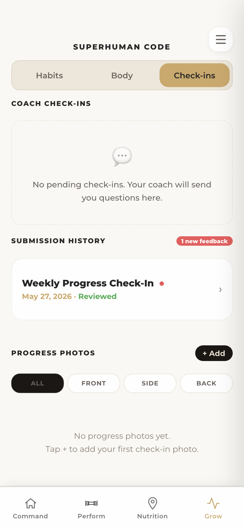 Weekly check-ins